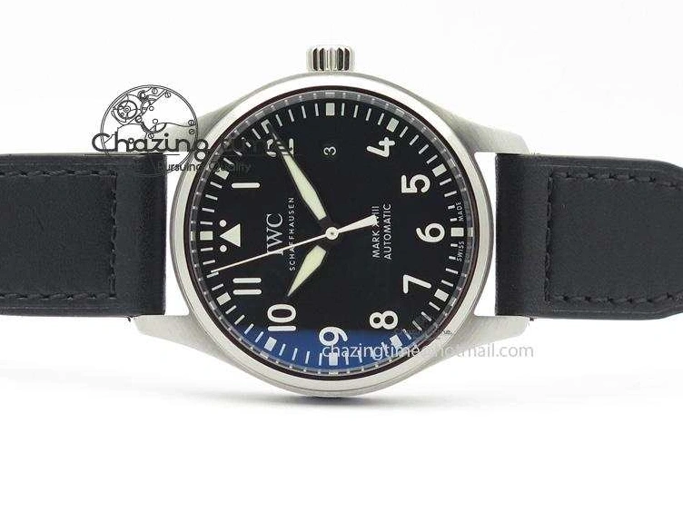 MIROTIME 0212 Mark XVIII IW327001 SS Mk Maker Best Edition Black Dial On Black Leather Strap A SunProtective 7299